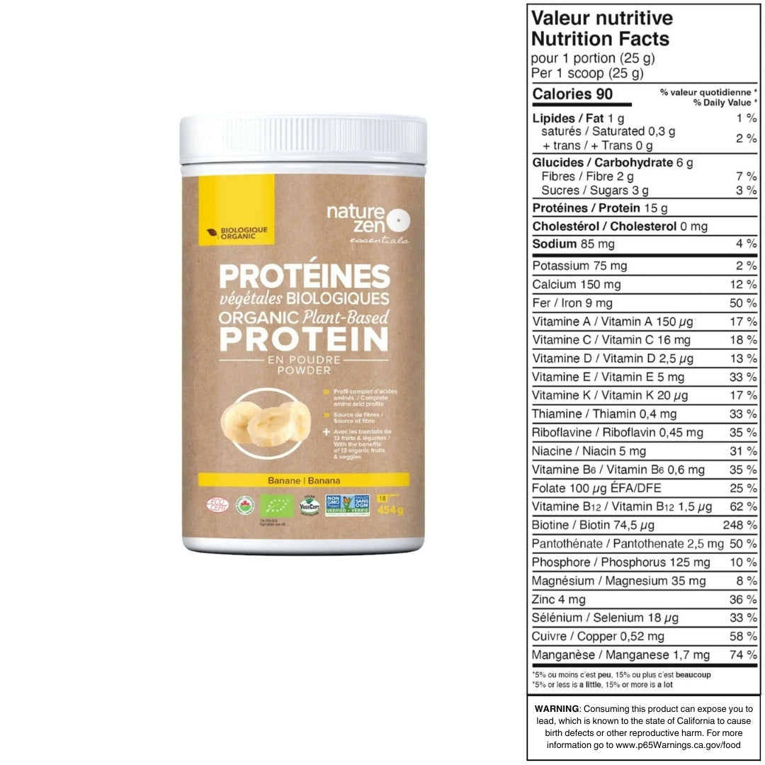 Nature Zen Essentials - Organic Plant-Based Protein Powder - Banana