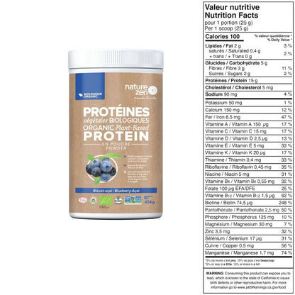 Nature Zen Essentials - Organic Plant-Based Protein Powder - Blueberry-Açaï