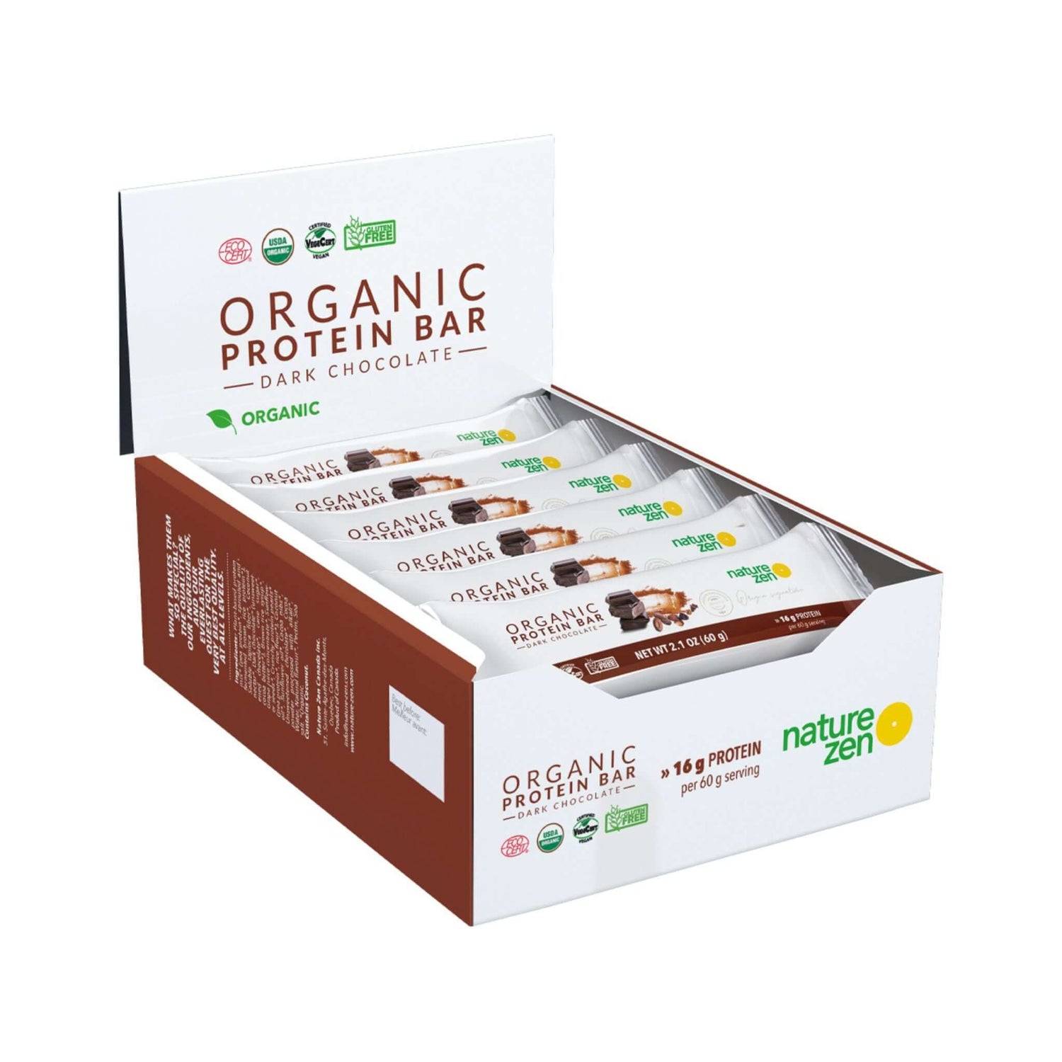  Nature Zen Organic Vegan Protein bars - Chocolate [nut free] box