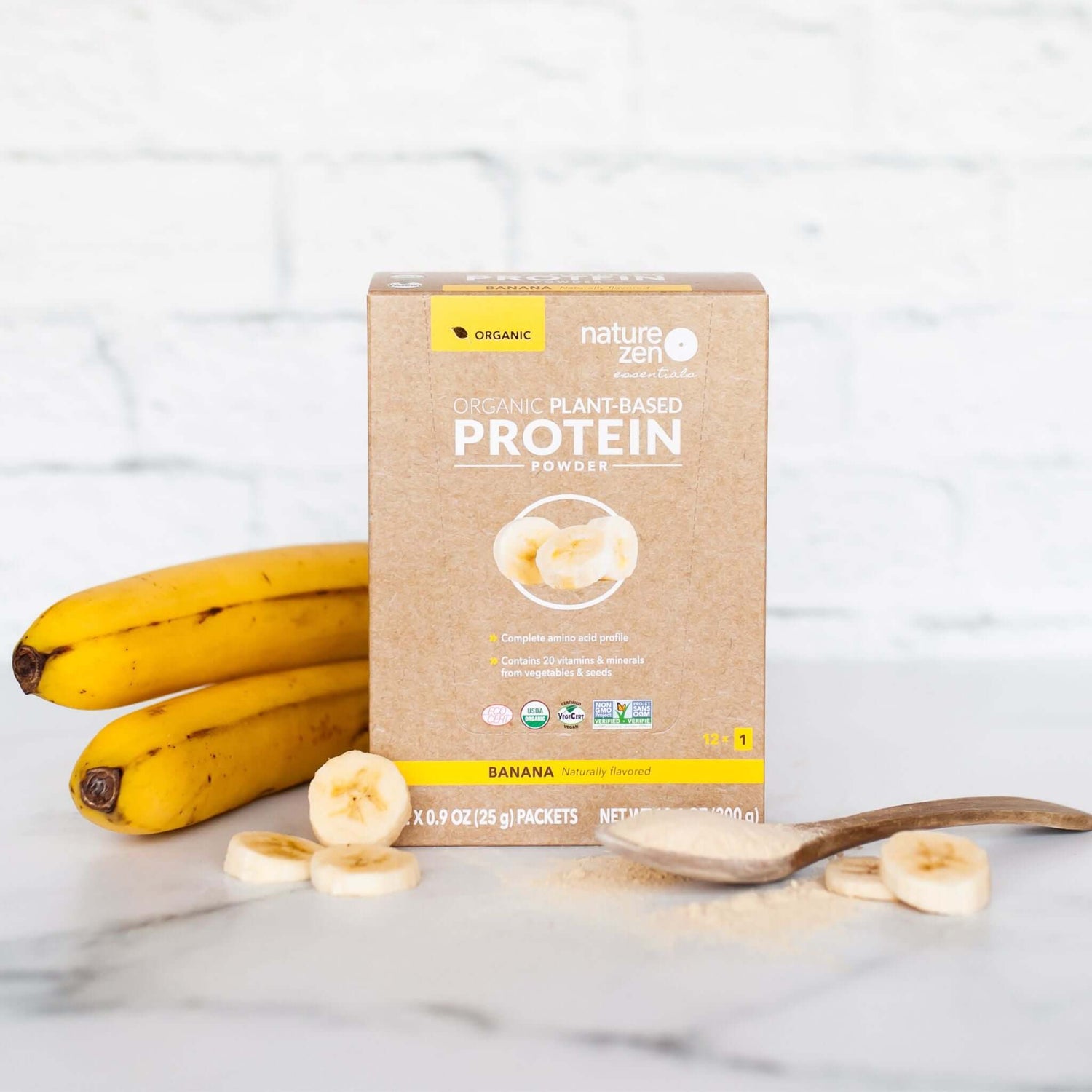  Nature Zen Essentials - Organic Plant-Based Banana Protein Powder (natural ingredients)