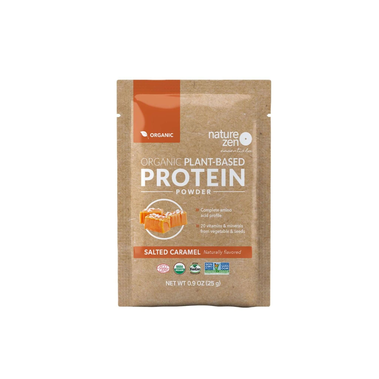 Nature Zen Essentials - Organic Plant-Based Salted Caramel Protein Powder (bag)