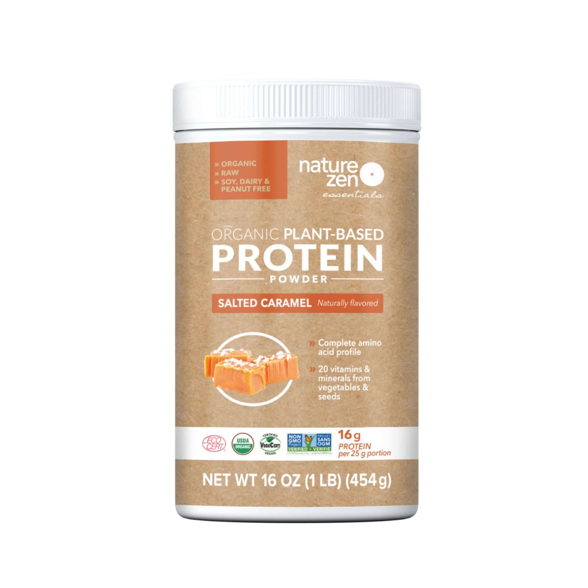 Nature Zen Essentials - Organic Plant-Based Salted Caramel Protein Powder (454g)