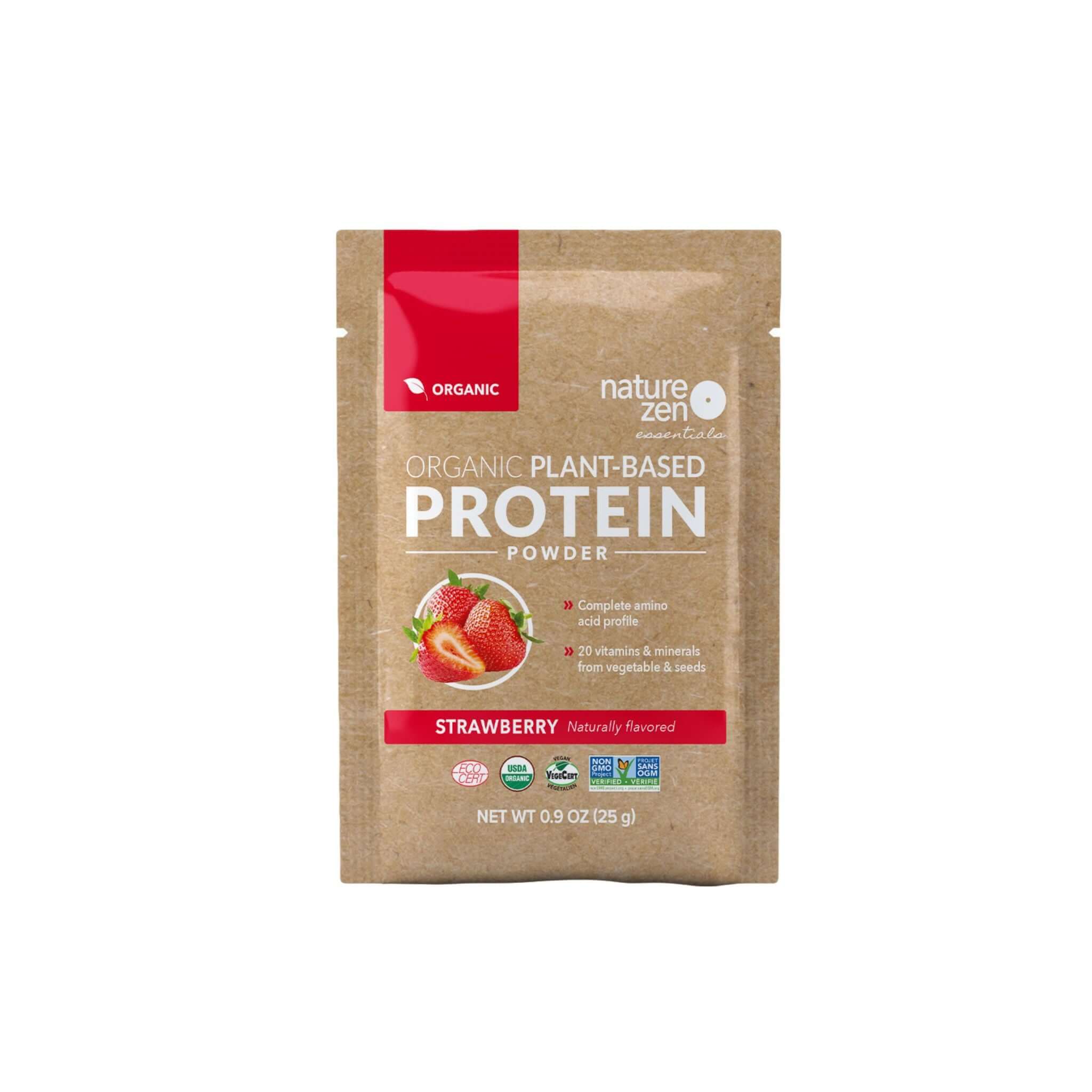 Nature Zen Essentials - Organic Plant-Based Strawberry Protein Powder (bag)