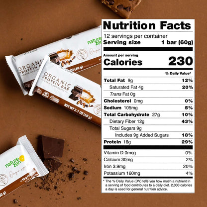  Nature Zen Organic Vegan Protein bars - Chocolate protein bars [nut free]